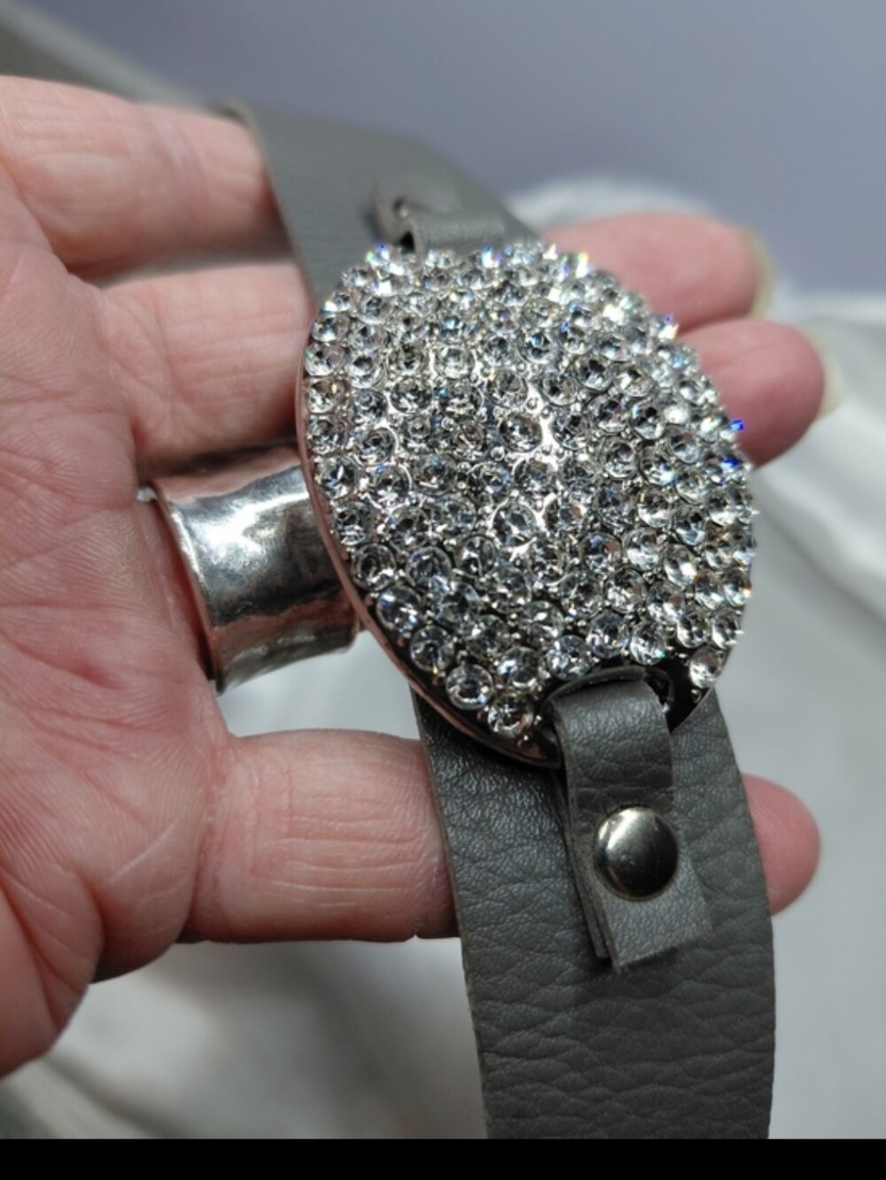 Crystal Pavé Round Leather like Bracelet